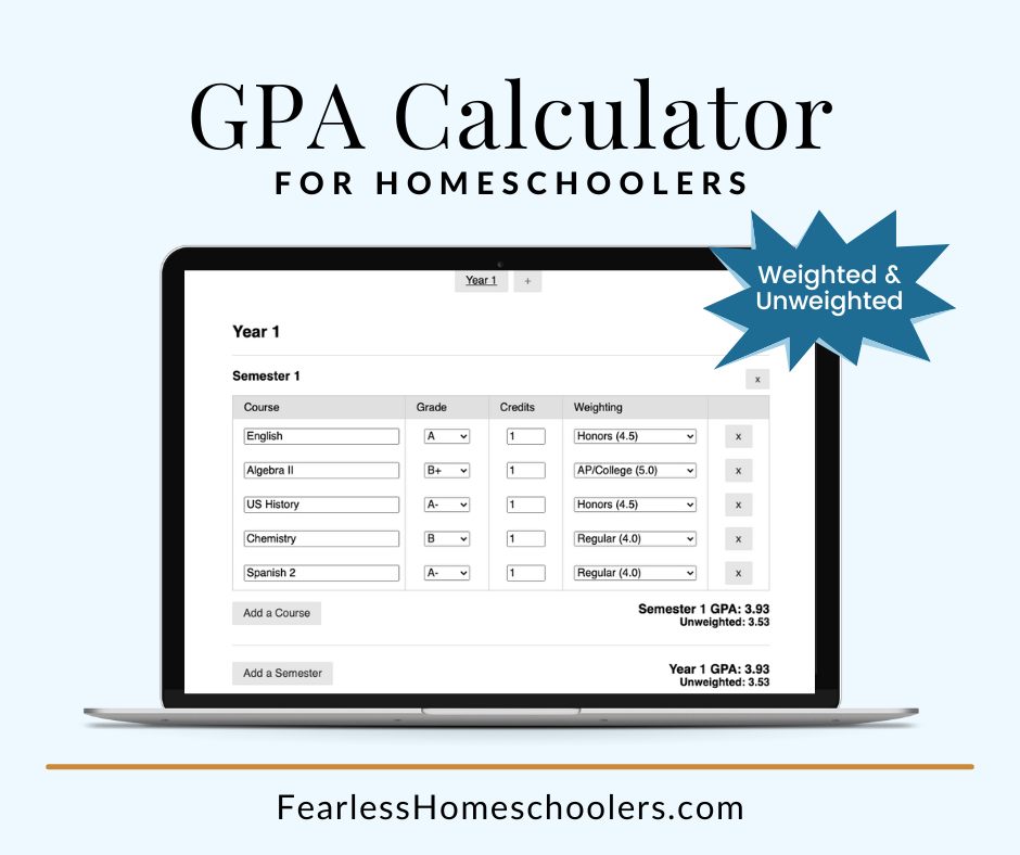 online homeschool gpa calculator for transcript